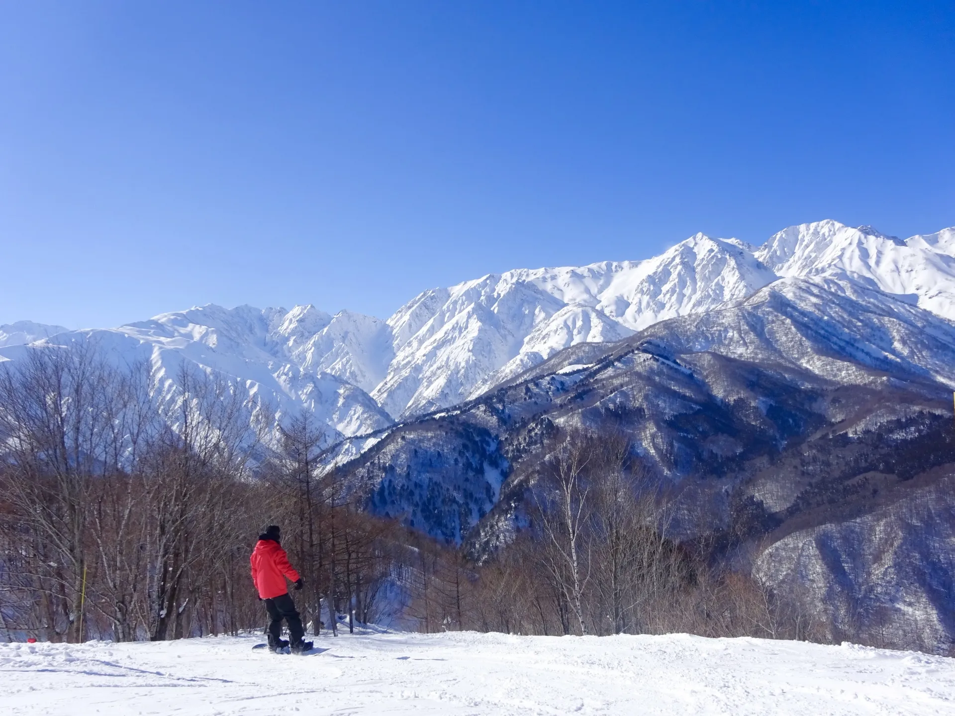 Iwatake ski resort with Japan Alps backdrop