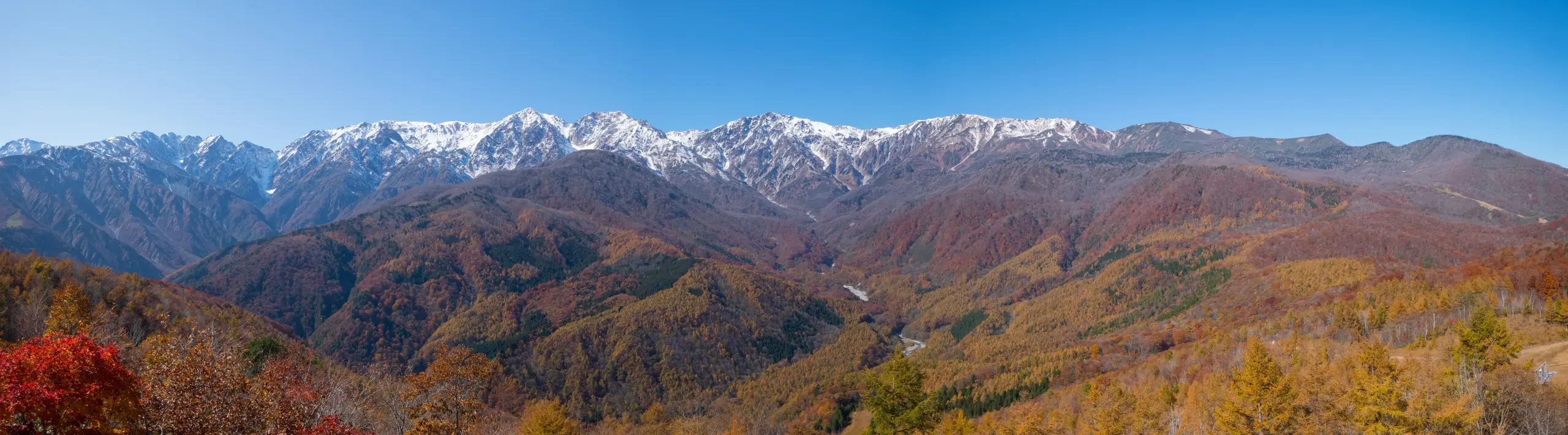 Sandan Koyo three-layered fall foliage at Iwatake